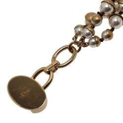 مملوكة مسبقًا Dior Mise En Dior Faux Pearl Gold Tone Bracelet