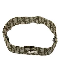 Pre Owned Dior Green Oblique Print Cotton Silk Headband
