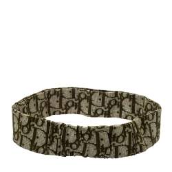 Pre Owned Dior Green Oblique Print Cotton Silk Headband