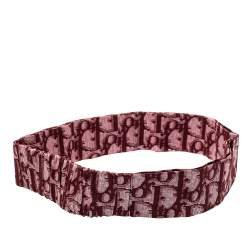 Pre Owned Dior Red Oblique Print Cotton Silk Headband