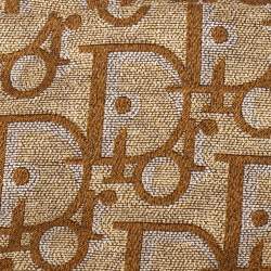 Pre Owned Dior Gold Oblique Print Cotton Silk Headband