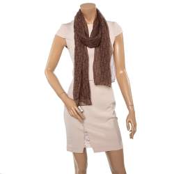 Pre Owned Dior Brown Oblique Print Sheer Silk Stole
