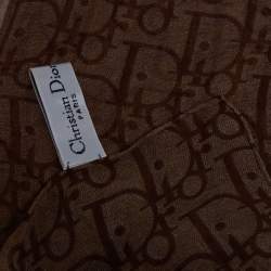 Pre Owned Dior Brown Oblique Print Sheer Silk Stole