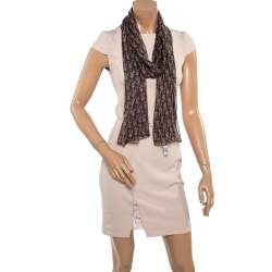 Dior Brown Oblique Print Sheer Silk Stole