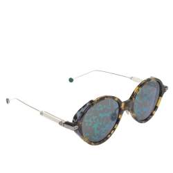 مملوكة مسبقًا Dior Yellow Havana/Green Mirrored OX8TW Umbrage Round Sunglasses