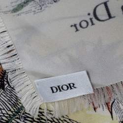 مملوكة مسبقًا Dior White The Brutal Journey Of The Heart Print Silk Square Scarf