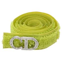 Pre Owned Dior Lime Green Crystal Logo Velcro Choker Necklace 