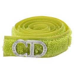 Pre Owned Dior Lime Green Crystal Logo Velcro Choker Necklace 