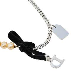 Pre Owned Dior Couture Velvet Bow and Pearl Choker Necklace