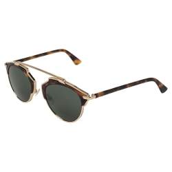 Pre Owned Dior Havana & Gold Tone / Green 06JQT DiorSoReal Aviator Sunglasses