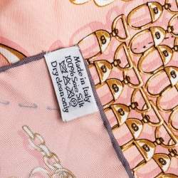 مملوكة مسبقًا Dior Pink & Orange Bird Logo Charm Silk Square Scarf