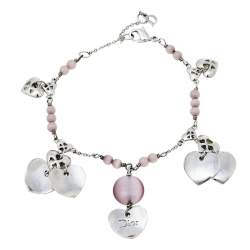 مملوكة مسبقًا سوار ديور معدن فضي اللون دلاية قلب خرز