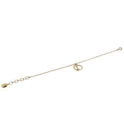 Pre Owned Dior CD Logo Charm Crystal Gold Tone Bracelet