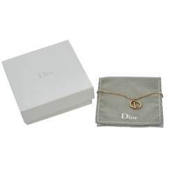 Pre Owned Dior CD Logo Charm Crystal Gold Tone Bracelet