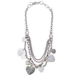 مملوكة مسبقًا Dior Silver Tone Multi Strand Heart Charm Necklace