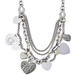 مملوكة مسبقًا Dior Silver Tone Multi Strand Heart Charm Necklace