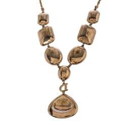 مملوكة مسبقًا قلادة ديور دلاية مرصعة جواهر كريستال و معددن ذهبي اللون