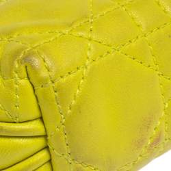 Pre Owned Dior Yellow Cannage Leather Lady Dior Cosmetic Pouch