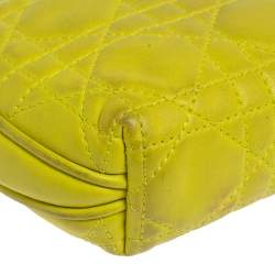 Pre Owned Dior Yellow Cannage Leather Lady Dior Cosmetic Pouch