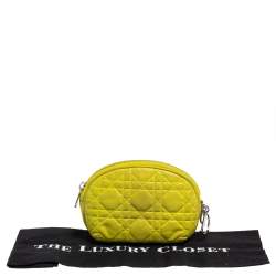 Pre Owned Dior Yellow Cannage Leather Lady Dior Cosmetic Pouch