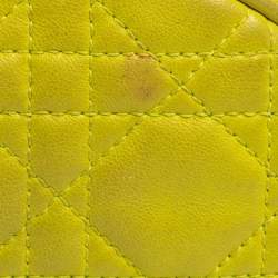 Pre Owned Dior Yellow Cannage Leather Lady Dior Cosmetic Pouch