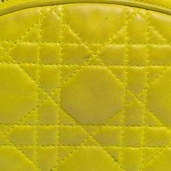 Pre Owned Dior Yellow Cannage Leather Lady Dior Cosmetic Pouch