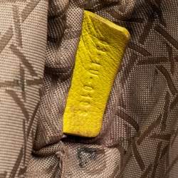 Pre Owned Dior Yellow Cannage Leather Lady Dior Cosmetic Pouch