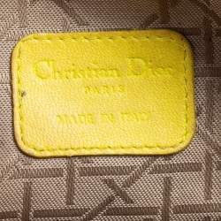 Pre Owned Dior Yellow Cannage Leather Lady Dior Cosmetic Pouch