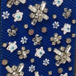 Dior Blue Fabric Stardust Crystal Embellished iPhone 6 Plus Case