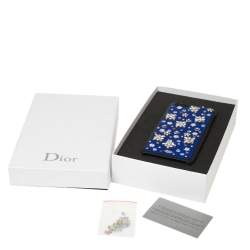 Dior Blue Fabric Stardust Crystal Embellished iPhone 6 Plus Case