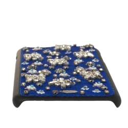 Dior Blue Fabric Stardust Crystal Embellished iPhone 6 Plus Case