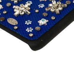 Dior Blue Fabric Stardust Crystal Embellished iPhone 6 Plus Case