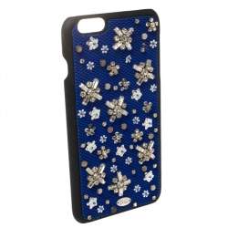Dior Blue Fabric Stardust Crystal Embellished iPhone 6 Plus Case