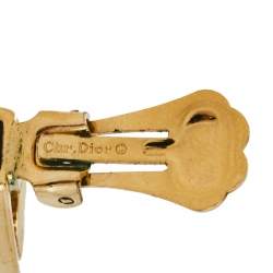 Pre Owned أقراط ديور مرصع كليب أون إيناميل أسود فينتدج