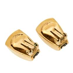 Pre Owned أقراط ديور مرصع كليب أون إيناميل أسود فينتدج