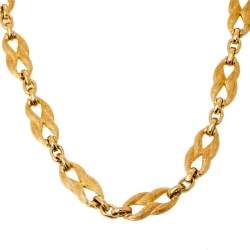 Dior Vintage Brushed Gold Tone Chain Link Necklace