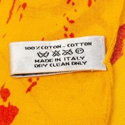 مملوكة مسبقًا وشاح ديور قطن مطبوع غرافيتي أصفر