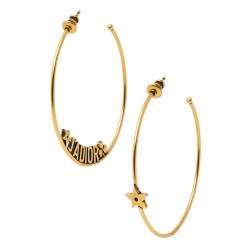 Pre Owned Dior J'Adior Antique Gold Finish Hoop Earrings