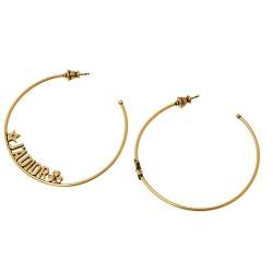 Pre Owned Dior J'Adior Antique Gold Finish Hoop Earrings