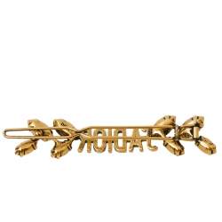 Pre Owned Dior J'adior Aged Gold Tone Crystal Laurier Barrette