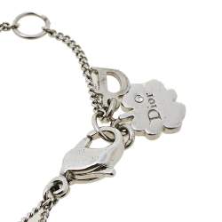 Pre Owned سوار ديور قلوب متداخلة معدن فضي اللون و كريستال 