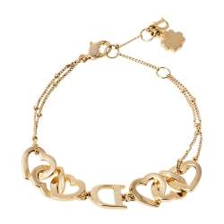 Dior Interlocking Heart Crystal Gold Tone Bracelet