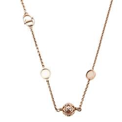 Pre Owned قلادة ديور ستاشون معدن ذو لون ذهبي وردي وكريستال ولؤلؤ صناعي كاناج 