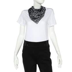 مملوكة مسبقًا Christian Dior Navy Blue Trotter Printed Tie Detail Silk Scarf 