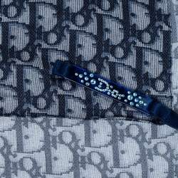 مملوكة مسبقًا Christian Dior Navy Blue Trotter Printed Tie Detail Silk Scarf 