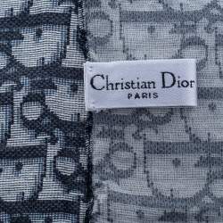 مملوكة مسبقًا Christian Dior Navy Blue Trotter Printed Tie Detail Silk Scarf 