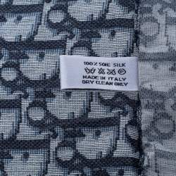 مملوكة مسبقًا Christian Dior Navy Blue Trotter Printed Tie Detail Silk Scarf 