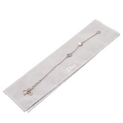 Pre Owned Dior Enamel Logo Charms Silver Tone Bracelet