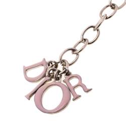 Pre Owned Dior Enamel Logo Charms Silver Tone Bracelet