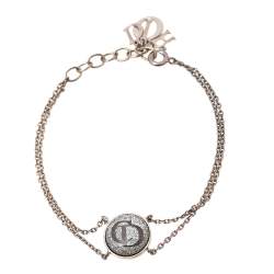 مملوكة مسبقًا Dior Silver Tone Metallic CD Inlay Charm Bracelet 